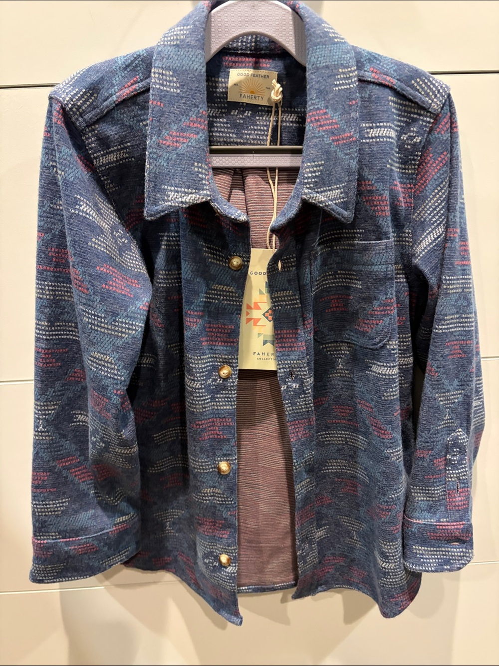 Faherty Blue & Red Patterned Shacket